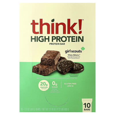 Высокобелковые батончики, Girl Scouts Thin Mints™, 10 батончиков, 2.1 oz (60 g) каждый
