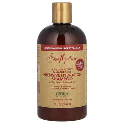 Шампунь SheaMoisture, Manuka Honey & Mafura Oil, для интенсивного увлажнения, для сухих и поврежденных волос, 13 fl oz (384 ml)