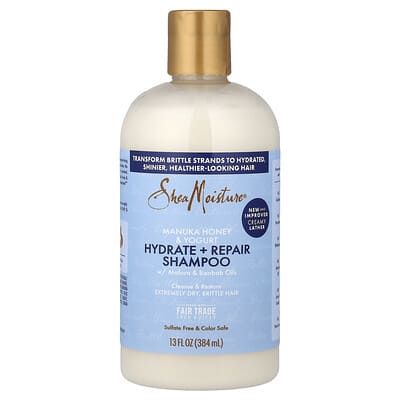 Шампунь SheaMoisture Manuka Honey & Yogurt, увлажнение и восстановление с маслами Mafura и Baobab, 13 fl oz (384 ml)