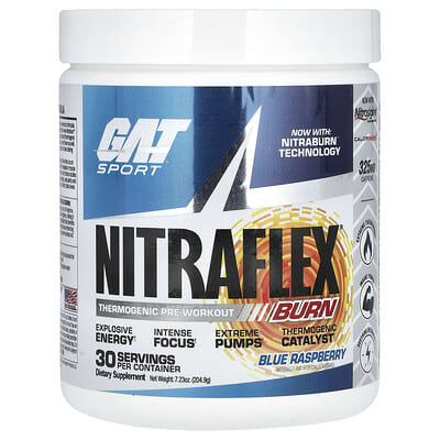Sport, NITRAFLEX Burn, Blue Raspberry, 7.23 oz (204.9 g)