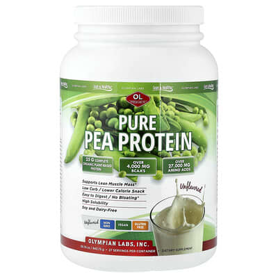 Olympian Labs гороховый протеин, без вкуса, 29.7 oz (843.75 g)