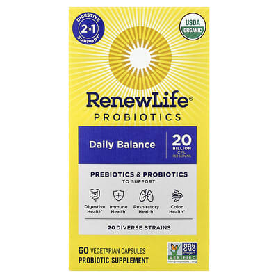 Renew Life Probiotics Daily Balance, 60 вегетарианских капсул