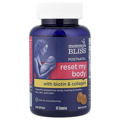 Postnatal, Reset My Body with Biotin & Collagen Gummies, Natural Lemon, 60 Gummies