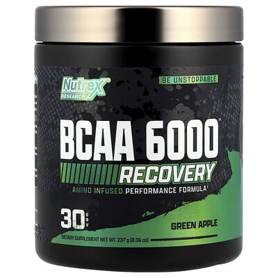 Аминокислоты BCAA 6000™ Recovery, Green Apple, 8.36 oz (237 g)