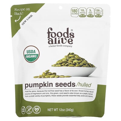 Foods Alive Органические тыквенные семечки, очищенные, 12 oz (340 g)