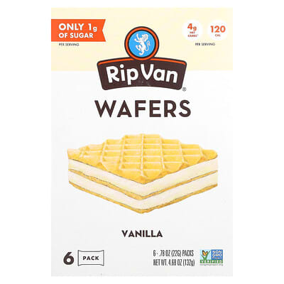 Вафли, ваниль, упаковка 6 шт, по 0.78 oz (22 g) каждая