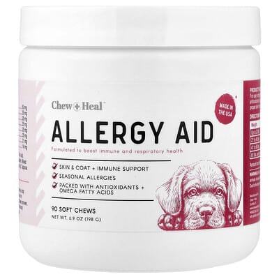 Chew + Heal Средство от аллергии для собак 90 Soft Chews 6.9 oz (198 g)