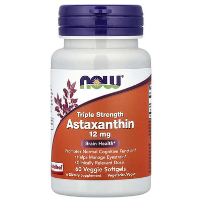 Астаксантин NOW Foods, 12 mg, 60 вегетарианских мягких капсул