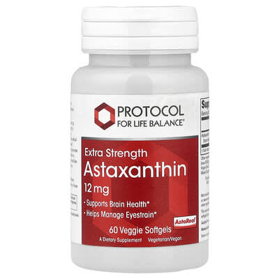 Астаксантин Protocol for Life Balance, 12 mg, 60 Veggie Softgels
