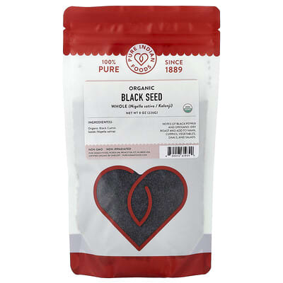 Семена черного кунжута органические, цельные, 8 oz (226 g)