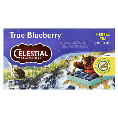 Травяной чай True Blueberry®, без кофеина, 20 чайных пакетиков, 1.6 oz (45 g)