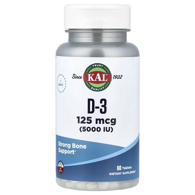 D-3, 125 mcg (5,000 IU), 60 таблеток