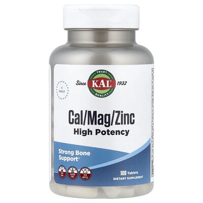 Минеральный комплекс KAL Cal/Mag/Zinc, High Potency, 100 Tablets
