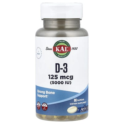 D-3, 125 mcg (5,000 IU), 90 Softgels