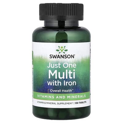 Мультивитамины Swanson Vitamins Just One Multi with Iron, 130 Tablets