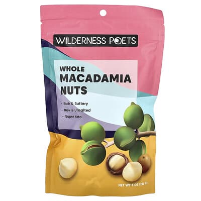 Whole Macadamia Nuts, Unsalted, 8 oz (226 g)
