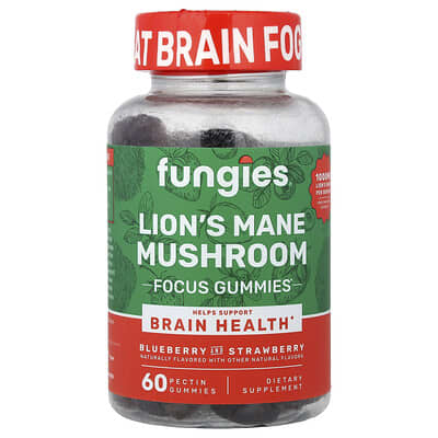 Желейные витамины Lion's Mane Mushroom Focus, Blueberry and Strawberry, 60 Pectin Gummies
