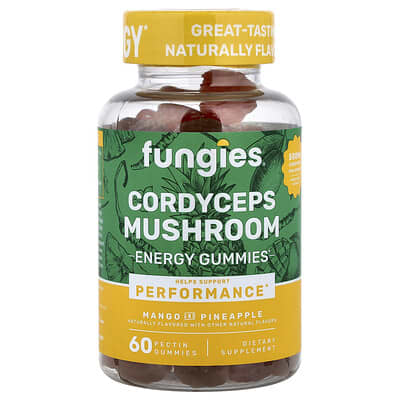 Энергетические мармеладные конфеты Fungies Cordyceps Mushroom, Mango and Pineapple, 60 штук