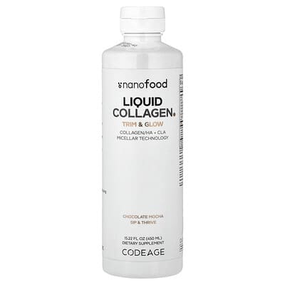 Codeage Nanofood Жидкий коллаген, Шоколадный мокко, 15.22 fl oz (450 ml)