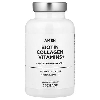 Витамины Amen Biotin Collagen+, 90 растительных капсул