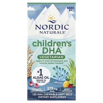 Детский DHA™ Vegetarian, Ages 3+, Berry Lemonade, 120 Mini Chewable Soft Gels