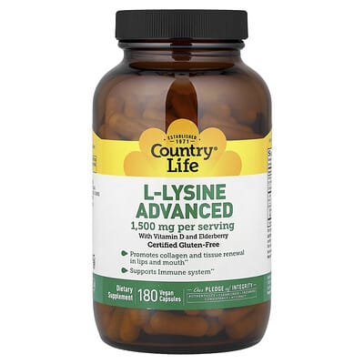 Country Life L-Lysine Advanced, 180 веганских капсул