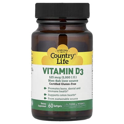 Vitamin D3, 125 mcg (5,000 IU), 60 Softgels