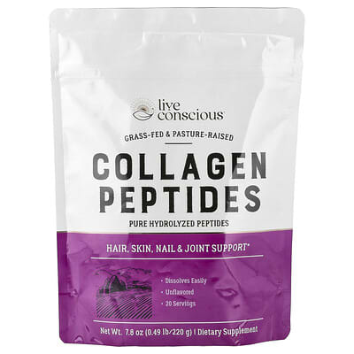 Live Conscious Collagen Peptides, Unflavored, 220 g