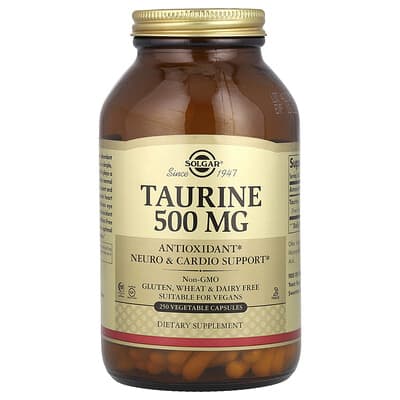 Таурин, 500 mg, 250 растительных капсул