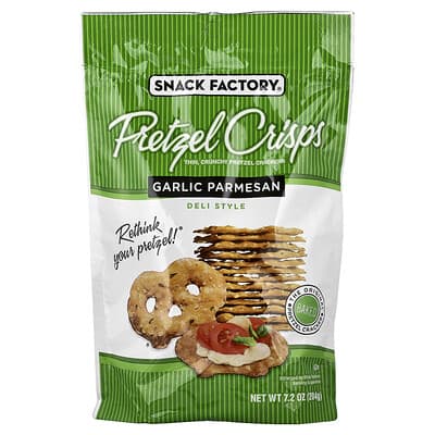 Snack Factory Pretzel Crisps, чеснок и пармезан, стиль деликатес, 7.2 oz (204 g)
