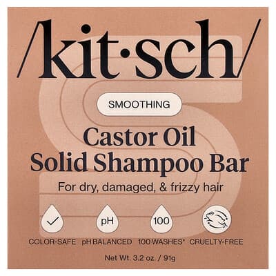 Castor Oil Nourishing Solid Shampoo Bar, For A Well-Balanced Scalp, Sugared Amber & Shea, 3.2 oz (91 g)