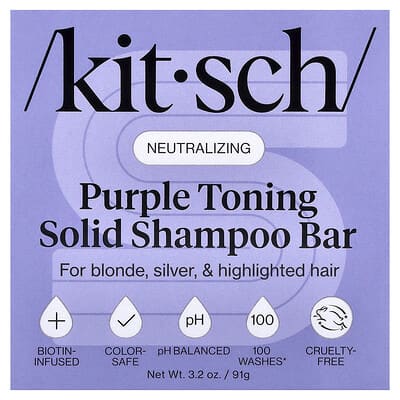 Purple Toning Solid Shampoo Bar, For Blonde, Silver, & Highlighted Hair, Orange Blossom & Jasmine, 3.2 oz (91 g)