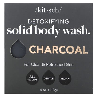 Очищающий гель для тела Kitsch Detoxifying Solid Body Wash, Charcoal, Sage & Mint, 4 oz (113 g)
