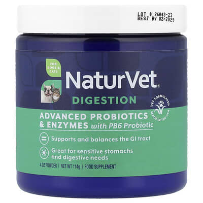 Пробиотики и ферменты NaturVet Advanced Probiotics & Enzymes для собак и кошек, 4 oz (114 g)