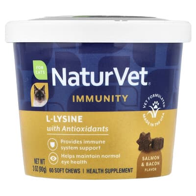 Immunity, L-Lysine with Antioxidants, For Cats, Salmon & Bacon, 60 Soft Chews, 3 oz (90 g)