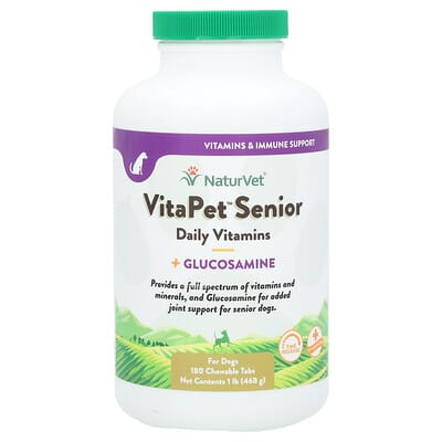 Витамины для собак VitaPet Senior, с глюкозамином, 180 жевательных таблеток, 1 lb (468 g)