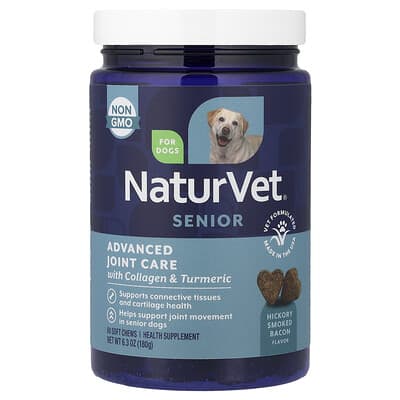 Senior Advanced Joint Care, With Collagen & Turmeric, For Dogs, Hickory Smoked Bacon, 60 Soft Chews, 6.3 oz (180 g)