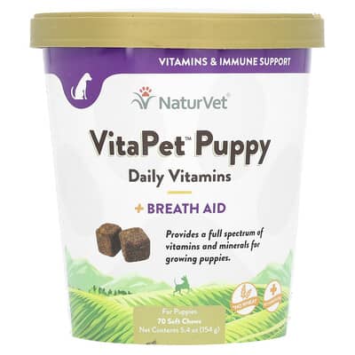 Витамины для щенков VitaPet Puppy Daily Vitamins + Breath Aid 70 Soft Chews 5.4 oz (154 g)