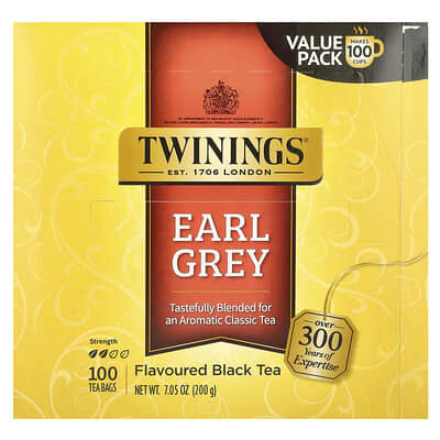 Ароматизированный черный чай, Earl Grey, 100 чайных пакетиков, 7.05 oz (200 g)