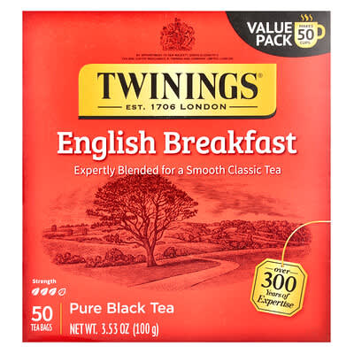 Черный чай English Breakfast, 50 чайных пакетиков, 3.53 oz (100 g)