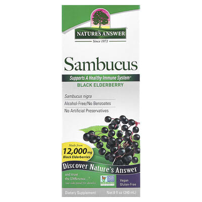 Sambucus, черная бузина, без спирта, 2,500 мг, 8 fl oz (240 ml)
