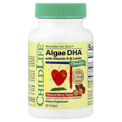 Algae DHA with Vitamin A & Lutein, Natural Berry, 60 Softgels