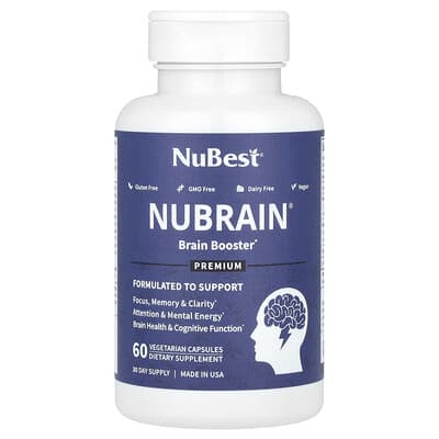 Nubrain, Brain Booster, 60 вегетарианских капсул