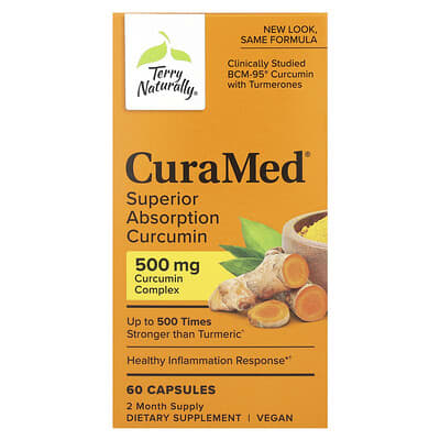 Terry Naturally CuraMed, куркумин с высокой биодоступностью, 500 mg, 60 капсул