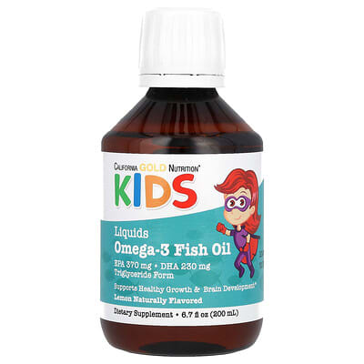Детский норвежский рыбий жир Omega-3, натуральный лимон, 6.7 fl oz. (200 ml)