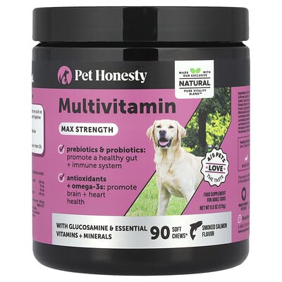 Мультивитамины Pet Honesty для собак, Smoked Salmon, 90 Soft Chews, 9.5 oz (270 g)