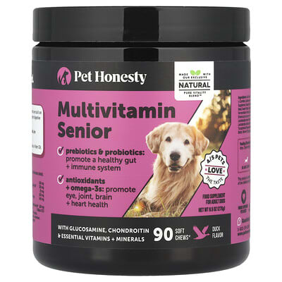 Мультивитамины для взрослых собак Pet Honesty, Duck, 90 Soft Chews, 9.5 oz (270 g)