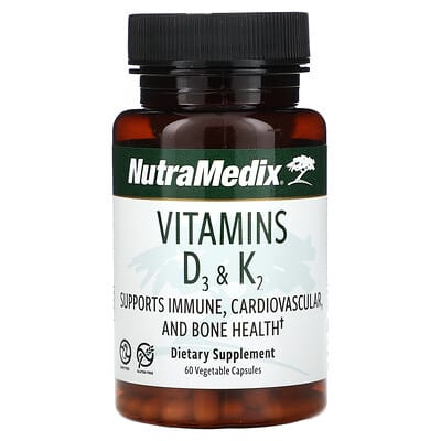 NutraMedix Витамины D3 и K2, 60 вегетарианских капсул