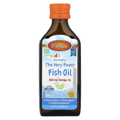 Детский рыбий жир норвежский, натуральный апельсиновый вкус, 6.7 fl oz (200 ml), (2,300 mg на порцию)