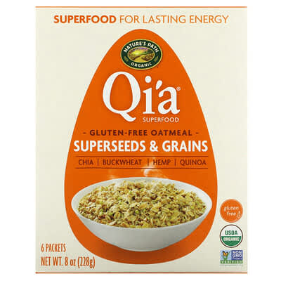 Organic Qi'a® Superfood Gluten Free Oatmeal, Superseeds & Grains, 6 Packets, 38 g Each